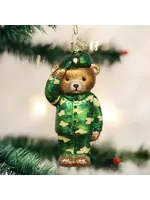 Old World Christmas Old World Army Bear Glass Christmas Ornament