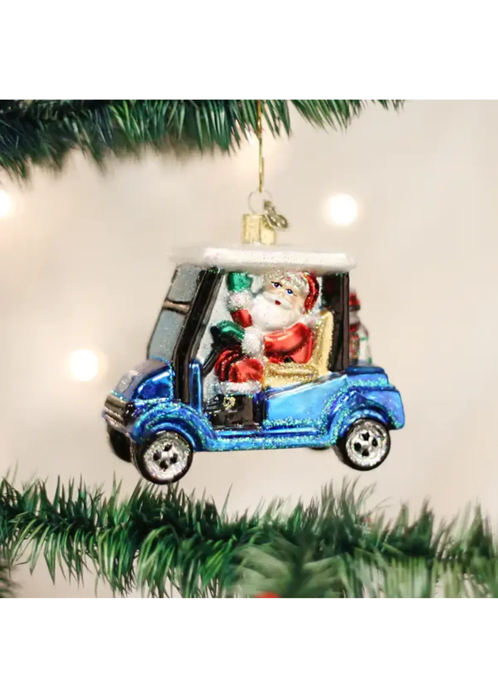 Old World Christmas Old World Golf Cart Santa Glass Ornament