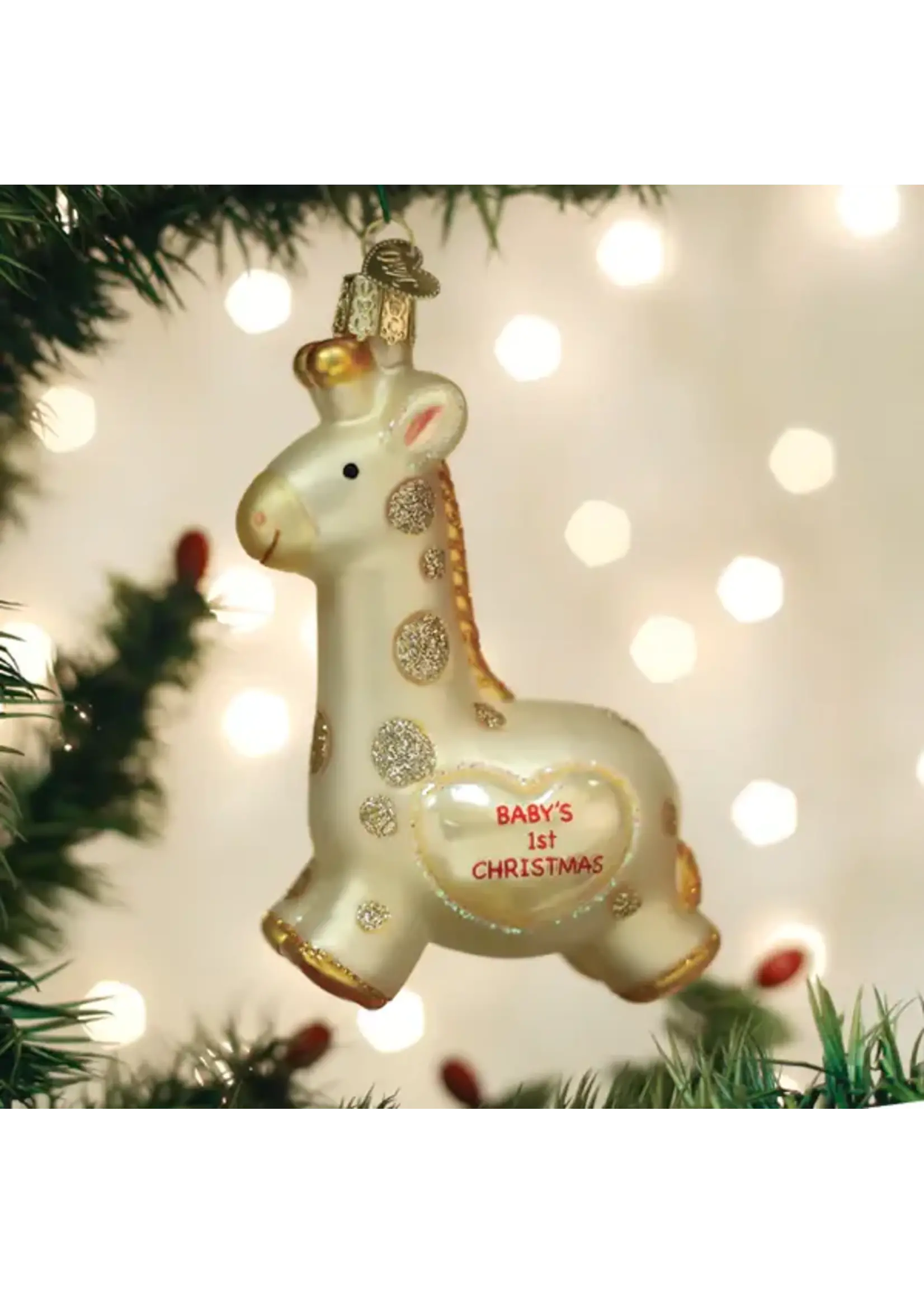 Old World Christmas Old World Baby's First Christmas Giraffe Glass Ornament