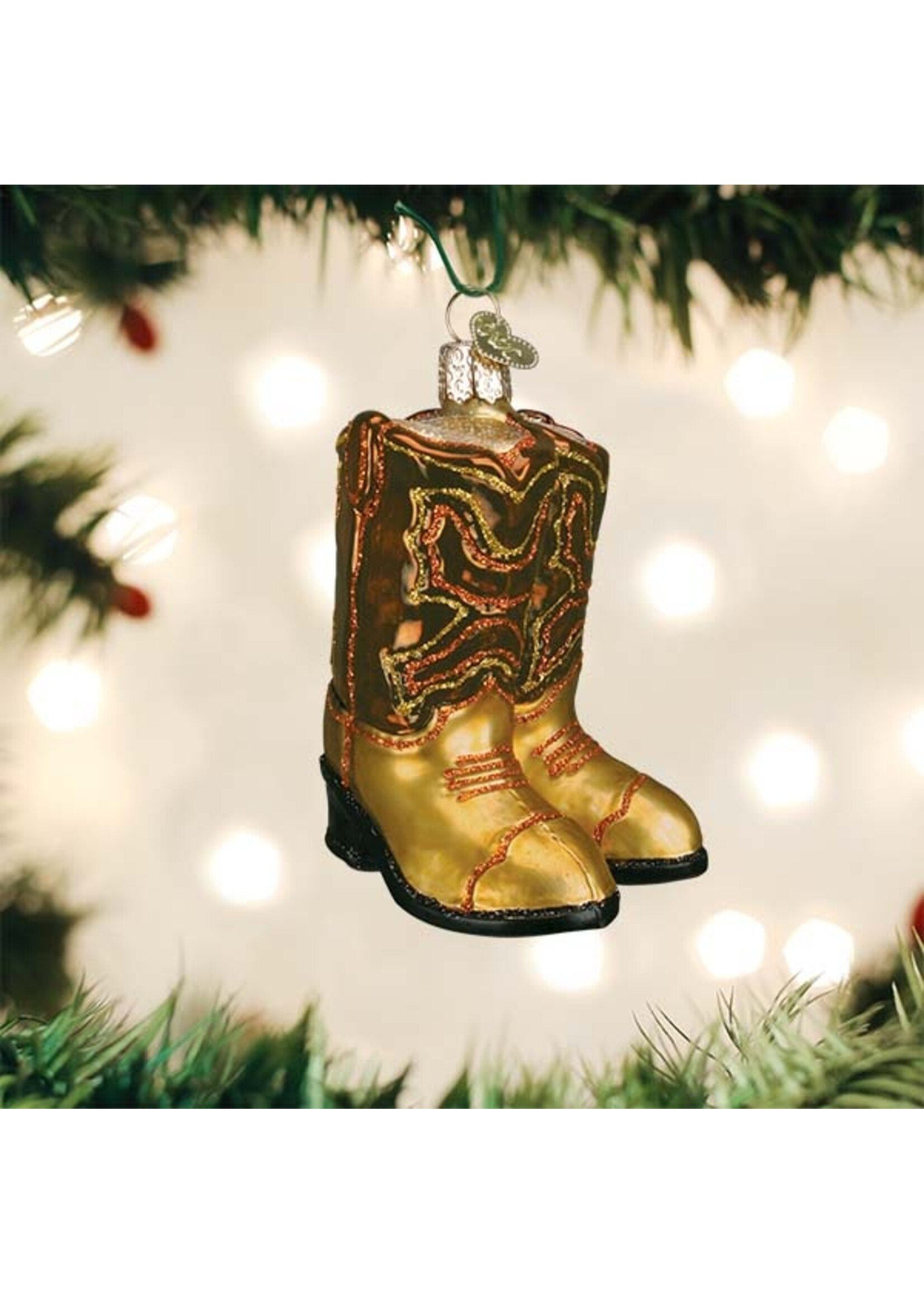 Old World Christmas Old World Brown Pair of Cowboy Boots