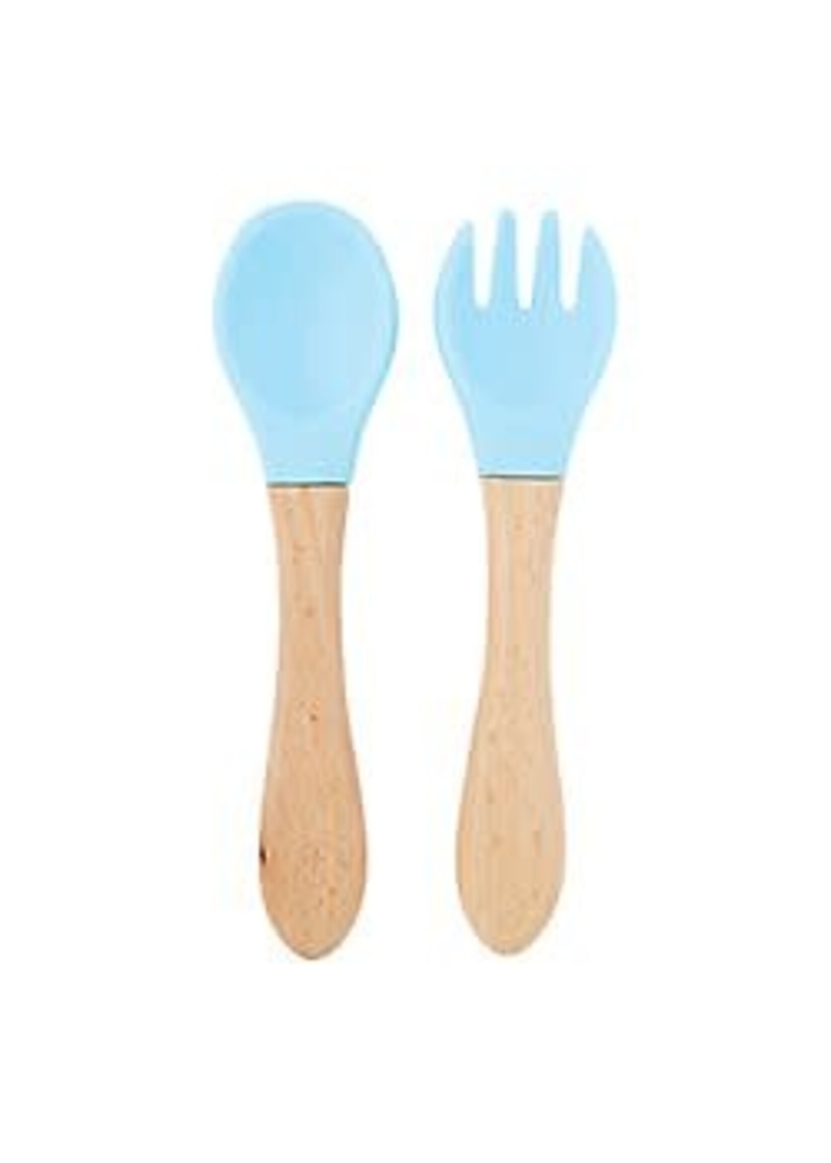 Stephan Baby Silicone Fork and Spoon Set, Blue