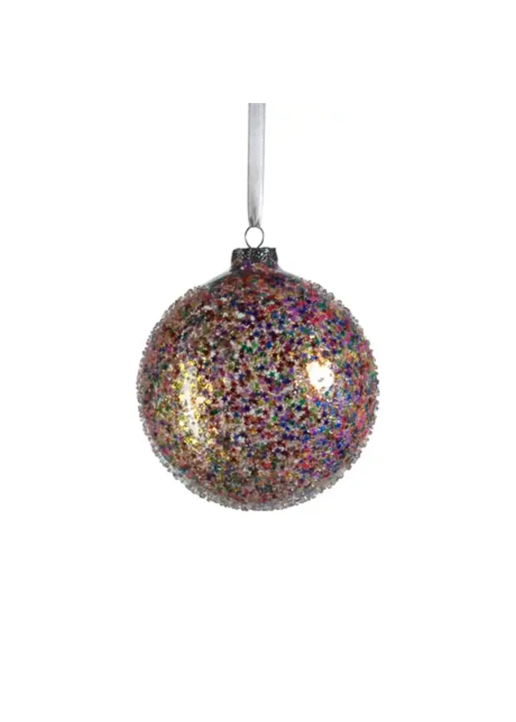 Zodax Confetti Glass Ball Ornament, Multi Bright, 4.75"