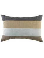 LR Home Gray, Khaki Light Blue and Brown Pillow, 1'4"x2'