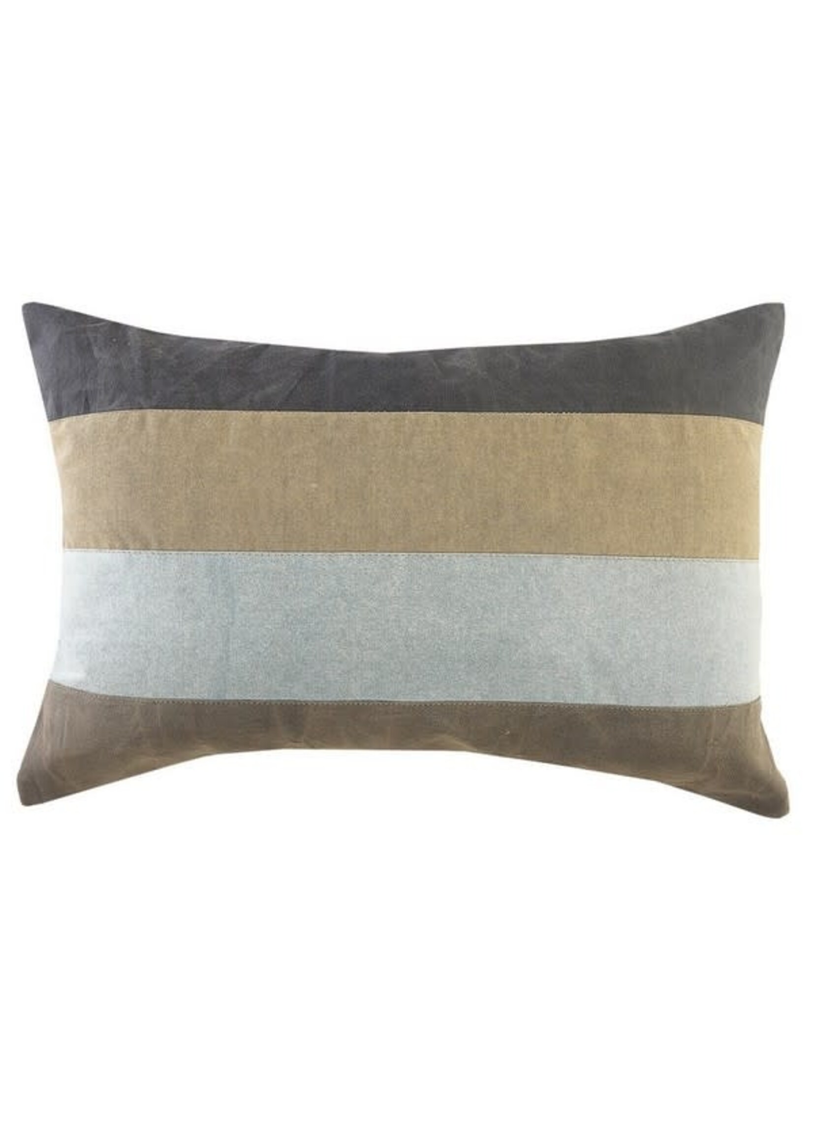 LR Home Gray, Khaki Light Blue and Brown Pillow, 1'4"x2'