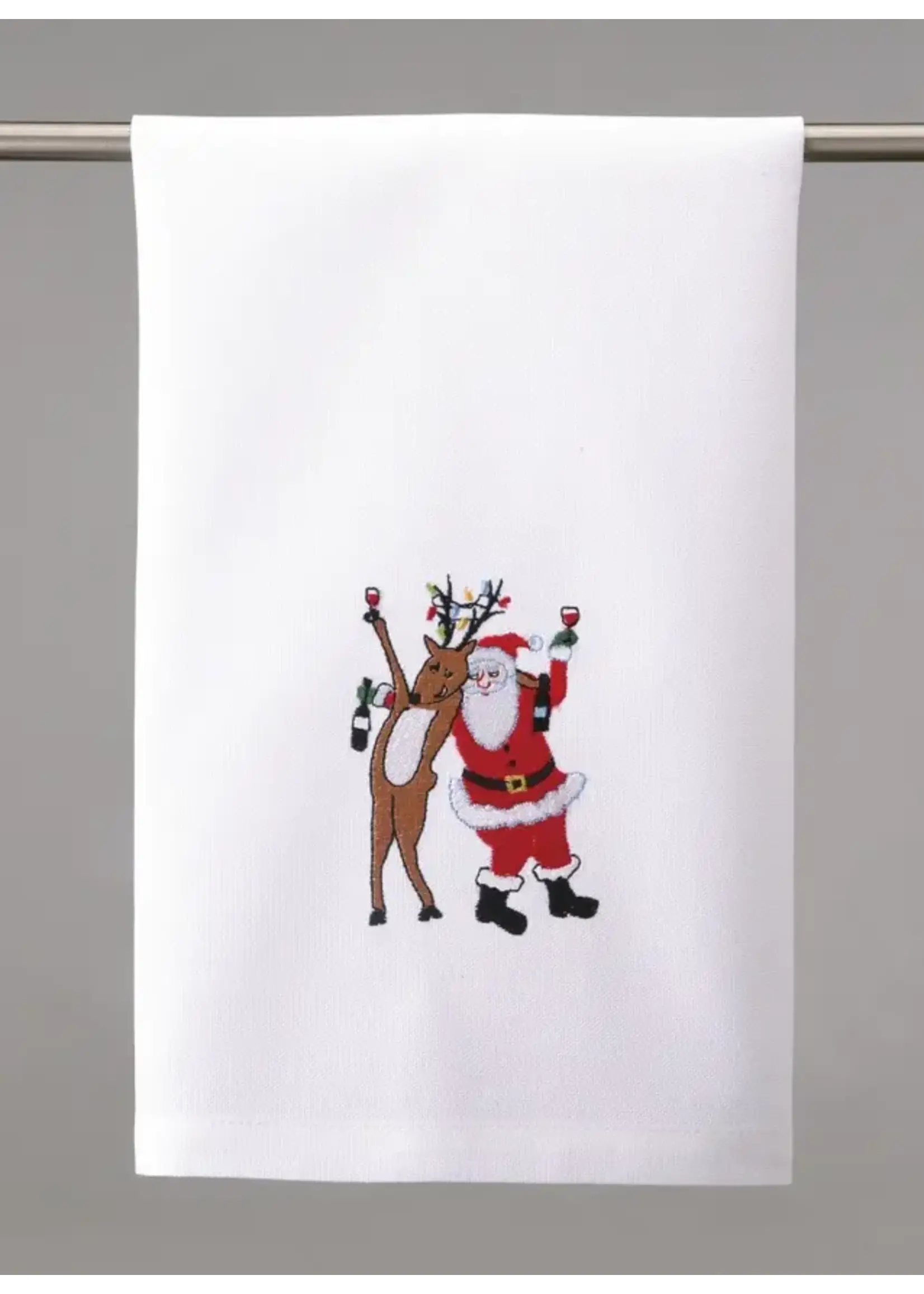 Peking Drink Reindeer with Santa Tea Towel