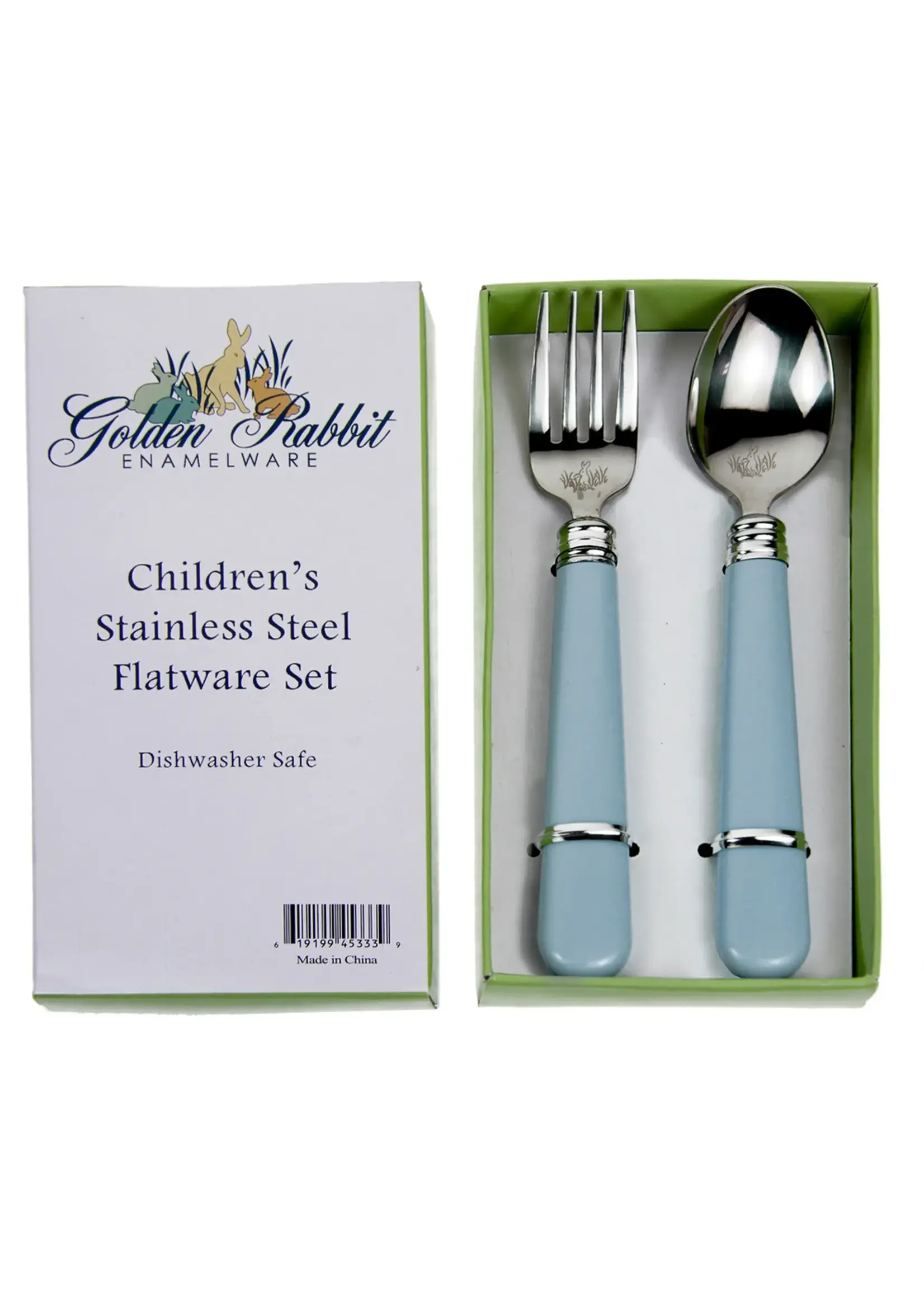 Golden Rabbit Blue Pastel Flatware Set