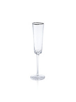 Zodax Aperitivo Triangular Champagne Flute, Clear with Platinum Rim