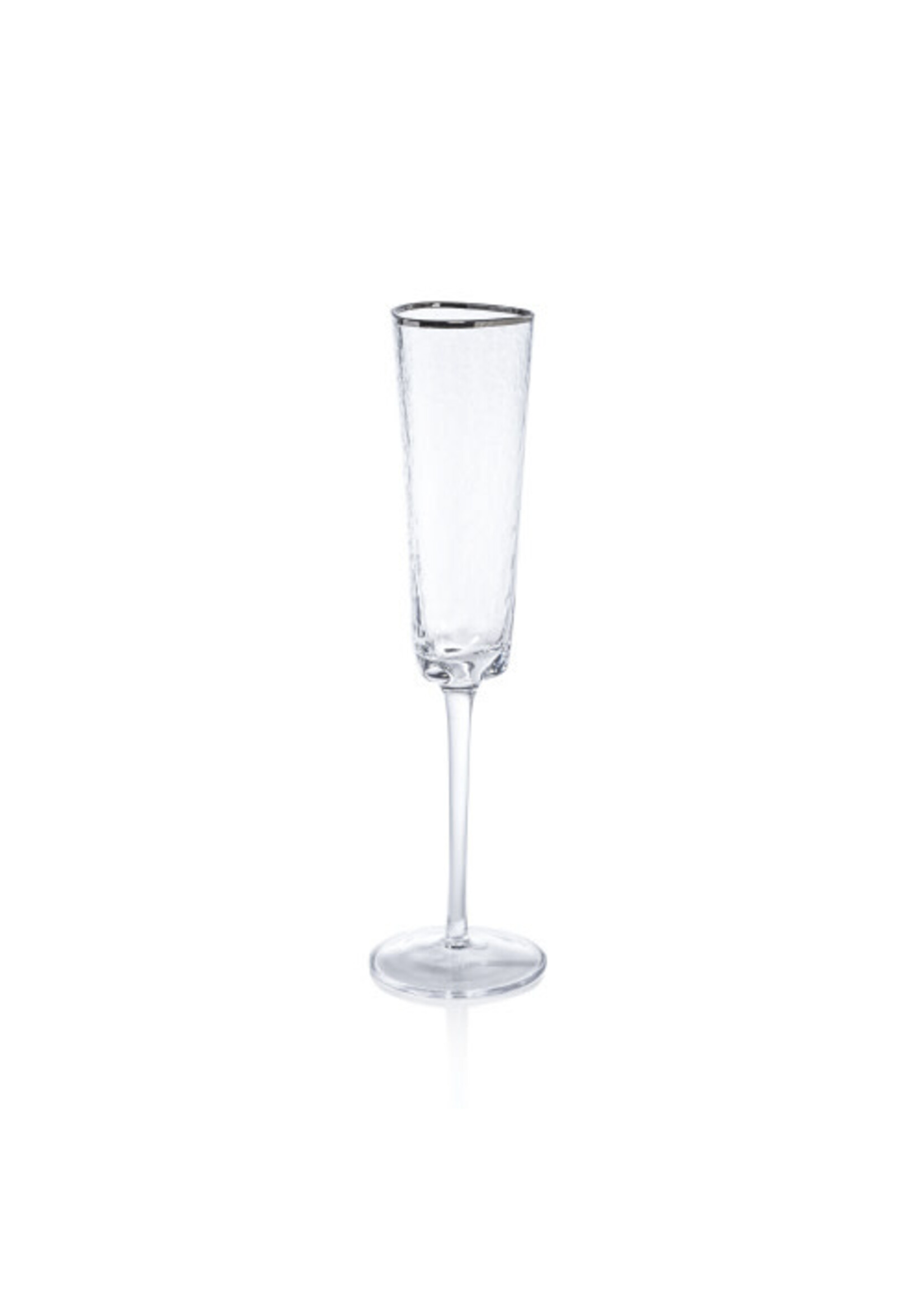 Zodax Aperitivo Triangular Champagne Flute, Clear with Platinum Rim