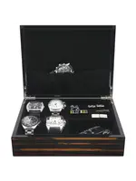 English Pewter Company Luxury Four Slot Wooden Watch and Valet Case