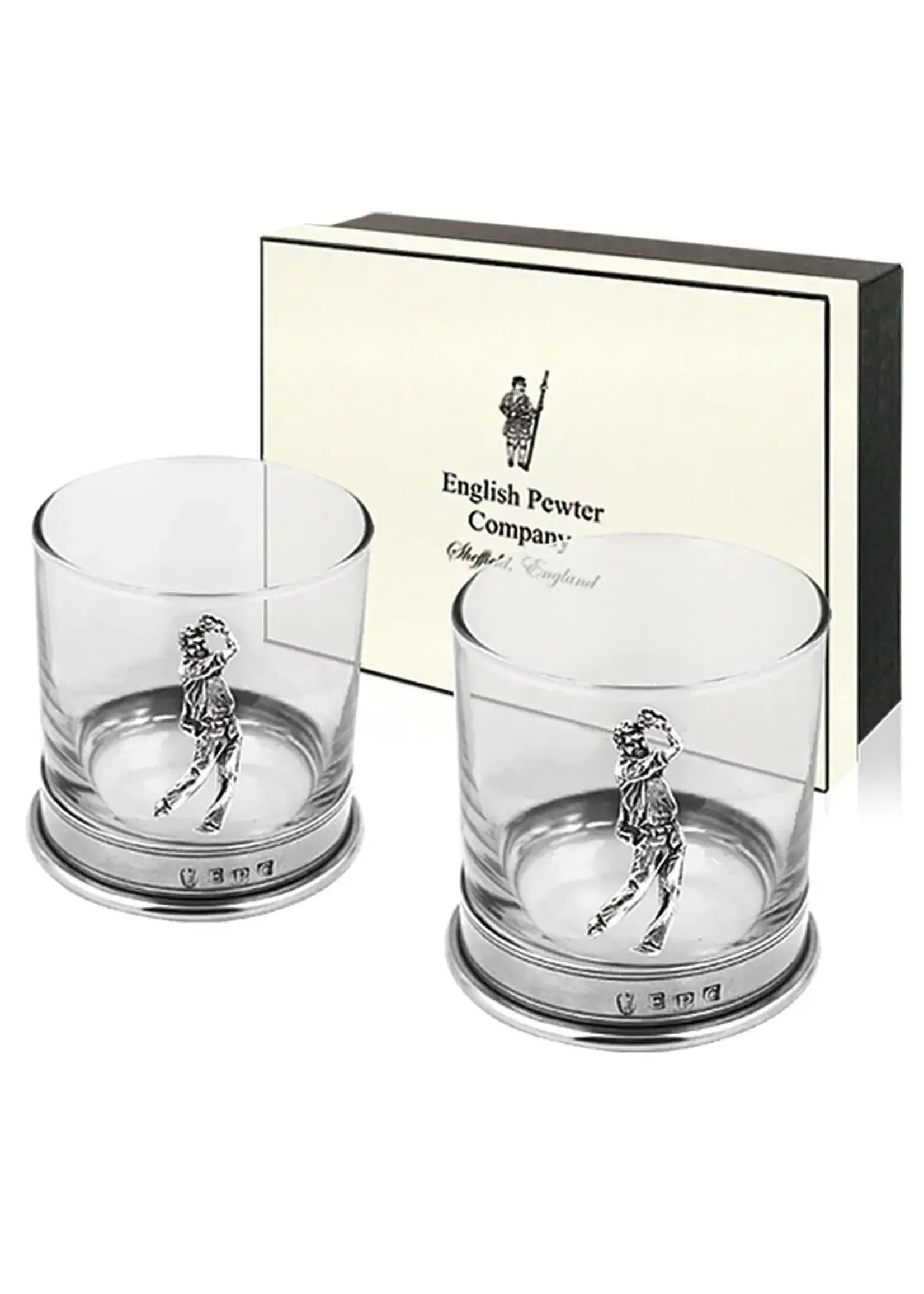 English Pewter Company Pewter Golfer DOF Glass, Set of Two