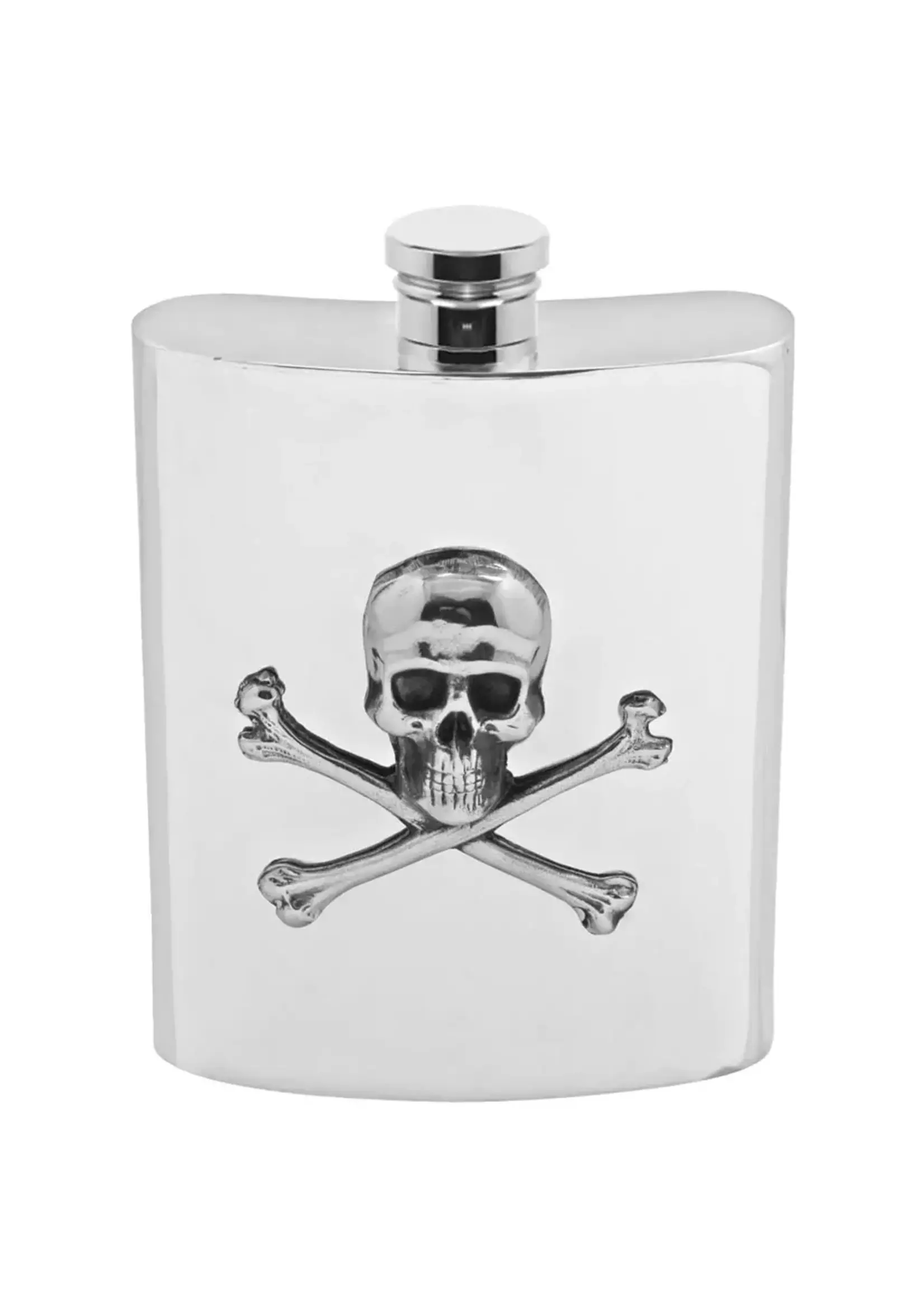 English Pewter Company Skull and Crossbones Stainless Steel Hip Flask