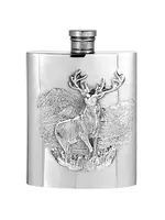 English Pewter Company Embossed Regal Stag Flask, Pewter
