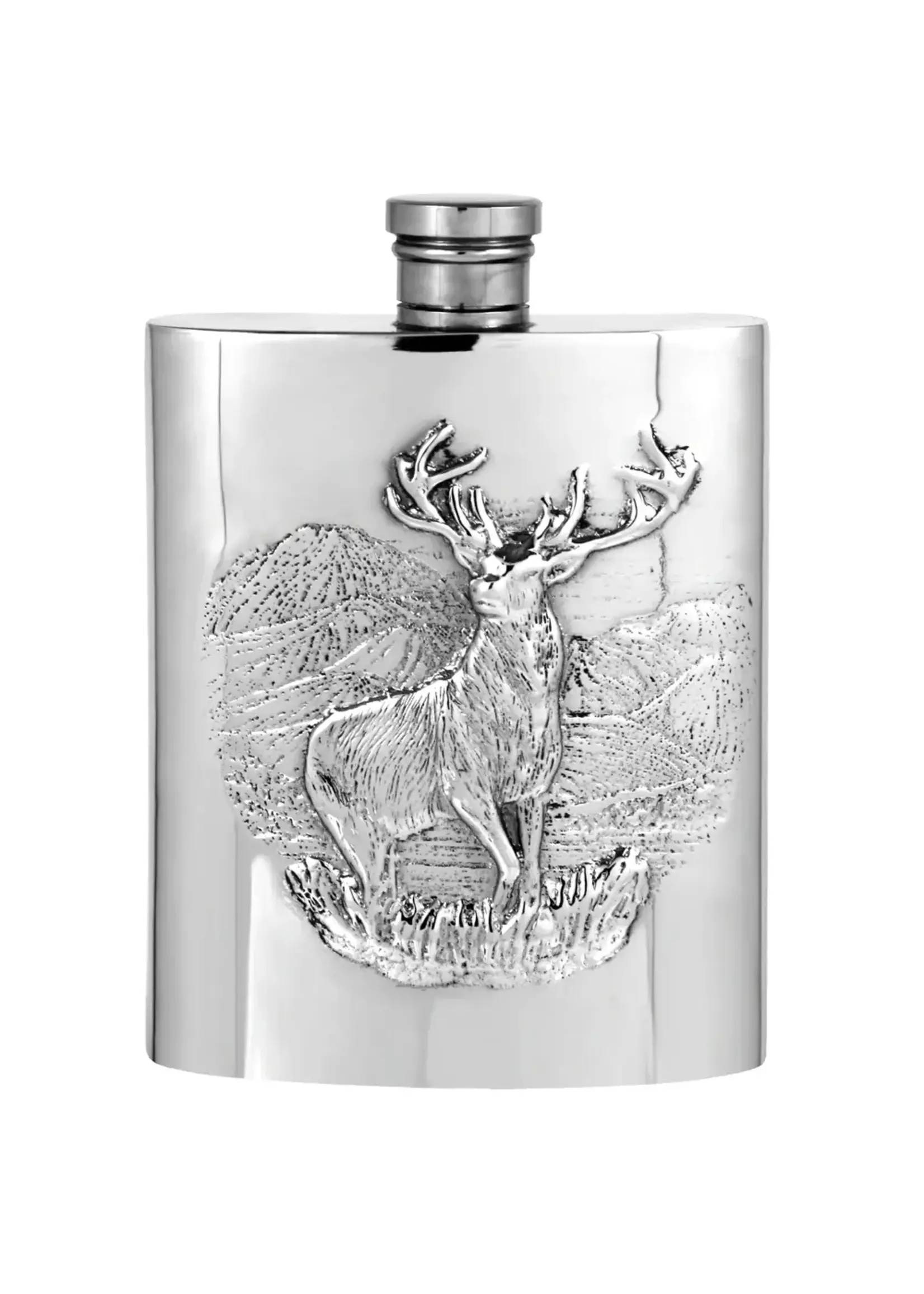 English Pewter Company Embossed Regal Stag Flask, Pewter
