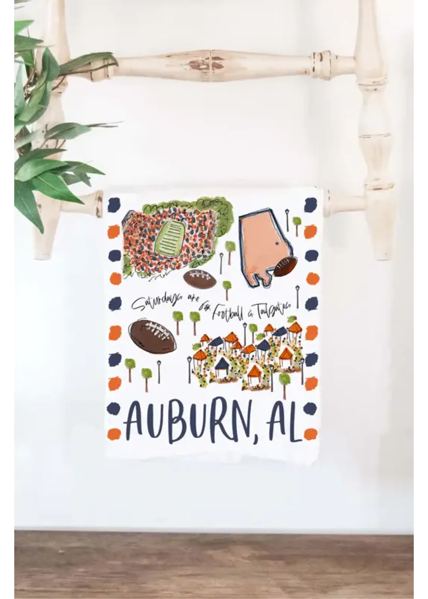 Happy by Rachel Auburn, Alabama Tea Towel