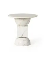 Four Hands Neda End Table, Polished White Marble