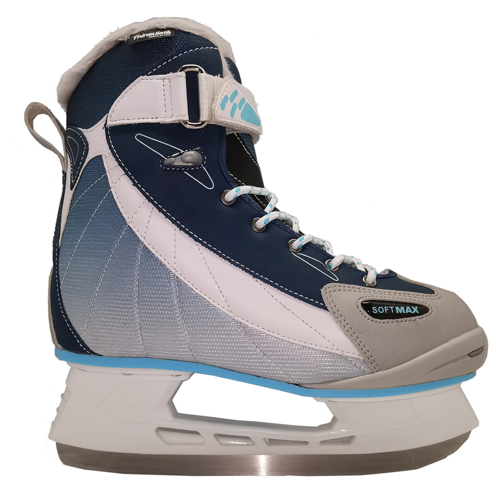 Softmax Patins Summit S-957WFU Femme Doublé fourrure + Thinsualte  bleu et blanc