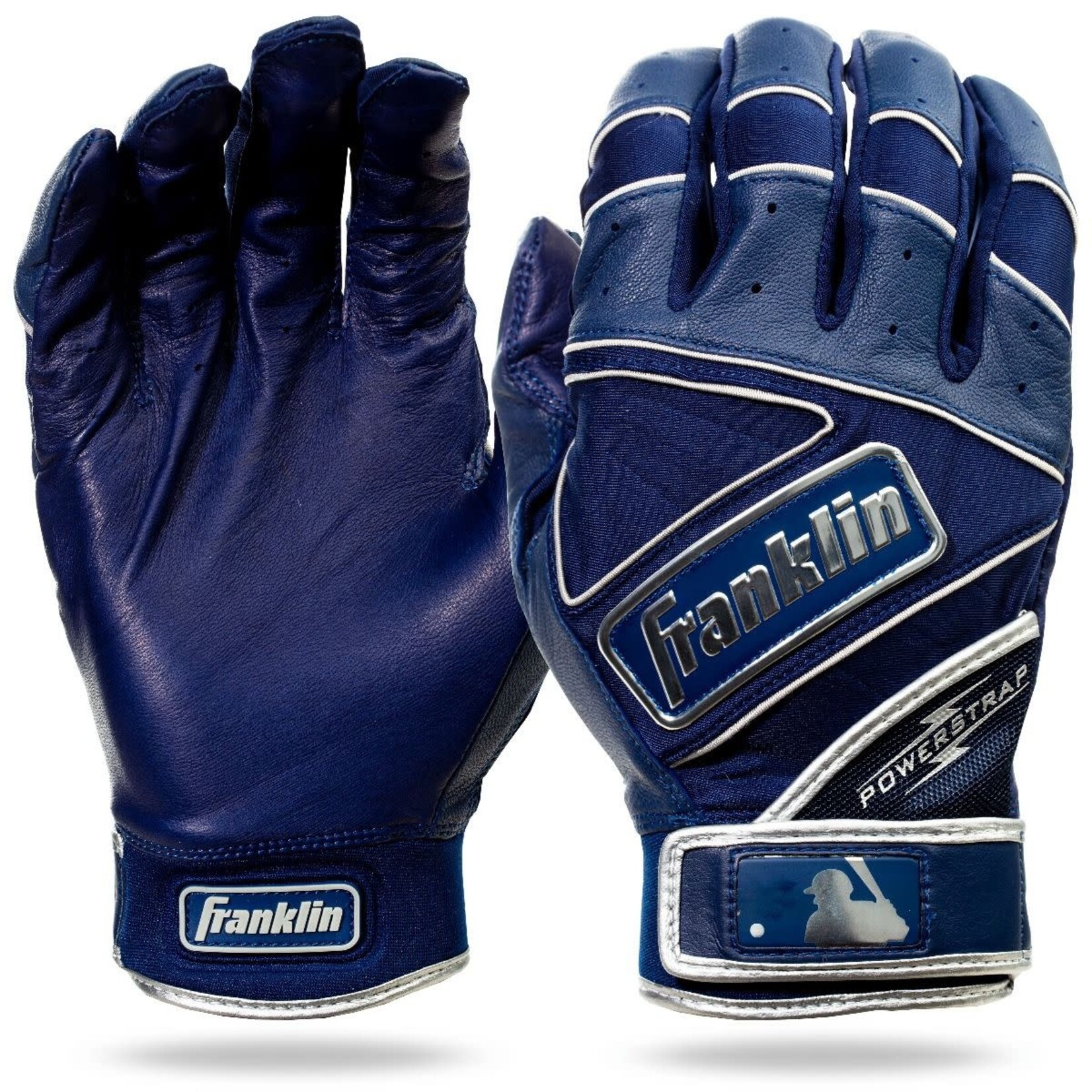 Franklin FRANKLIN POWERSTRAP : CHROME SERIES - ADULT NAVY BATTING GLOVES
