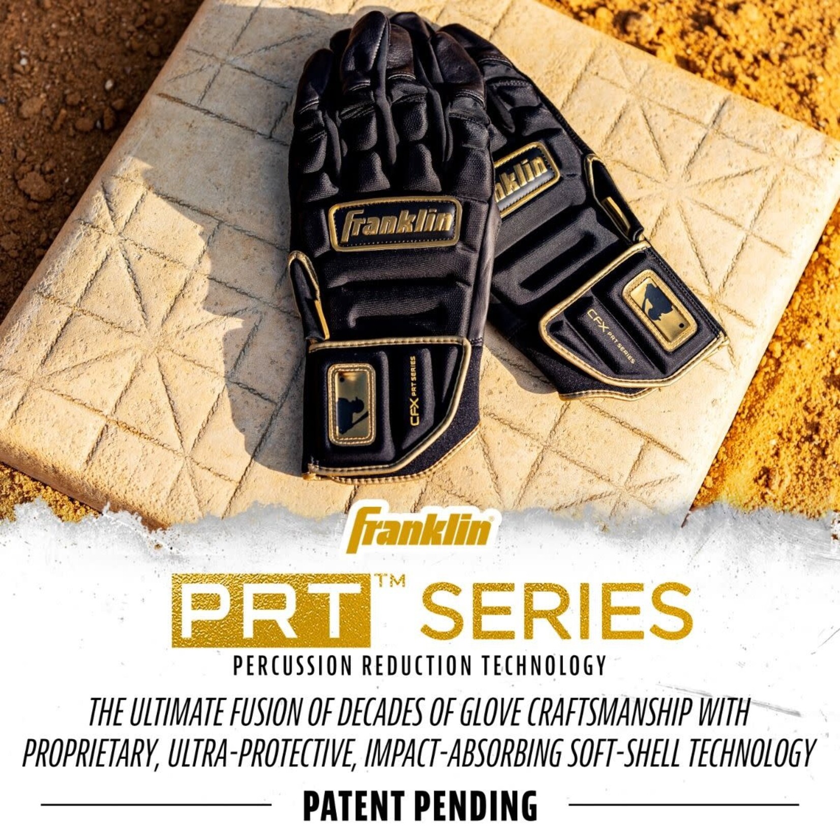 Franklin FRANKLIN MLB® CFX® PRT BLACK/GOLD BATTING GLOVES