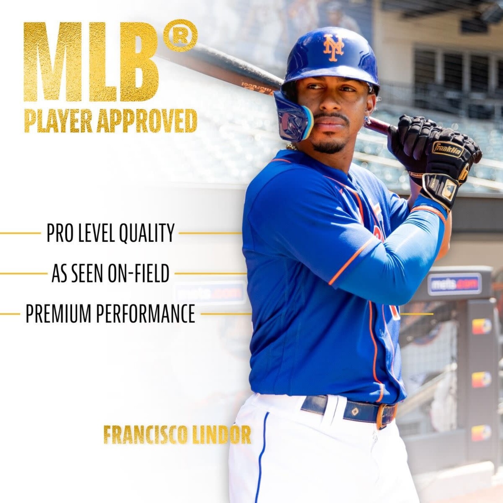 Franklin FRANKLIN MLB® CFX® PRT BLACK/GOLD BATTING GLOVES