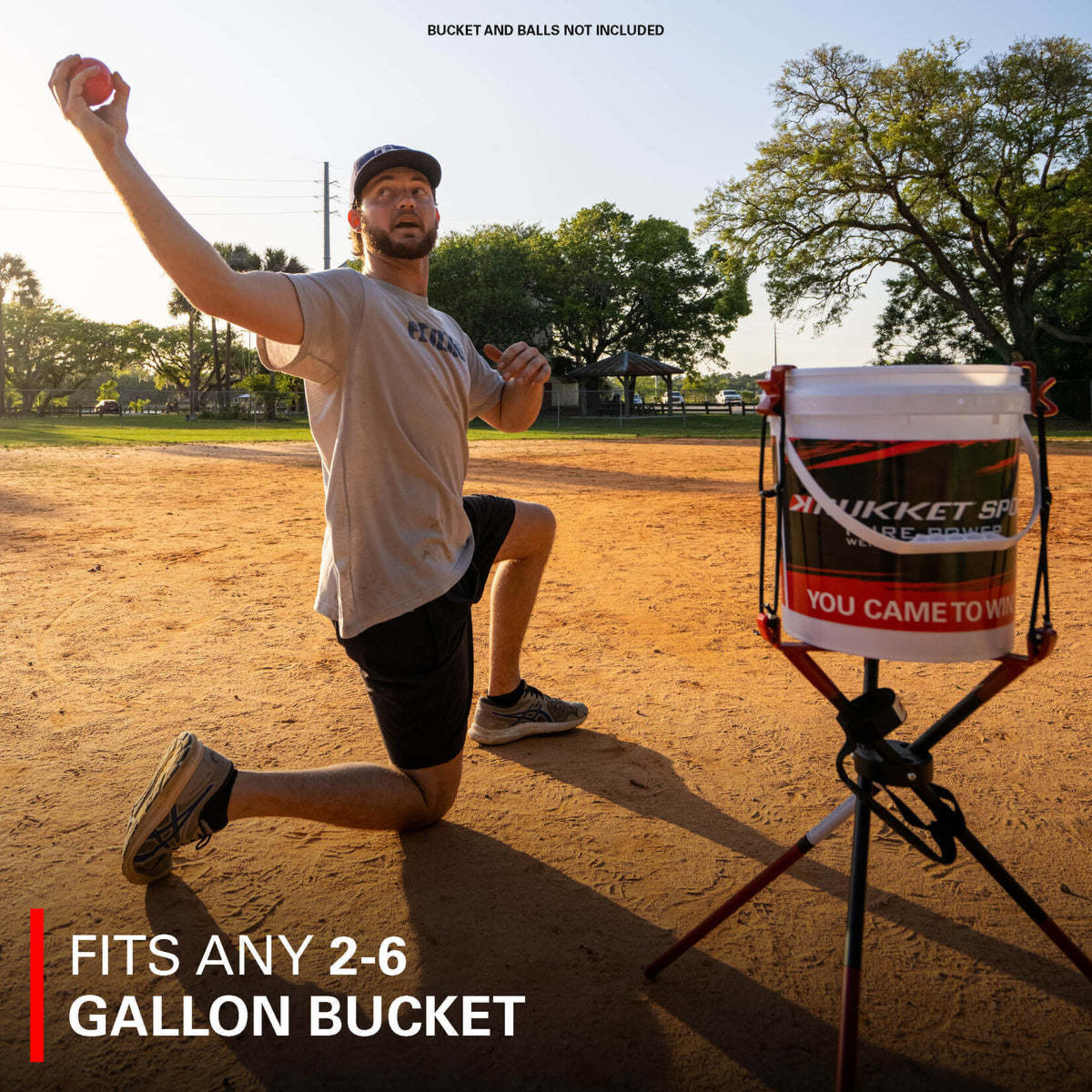 Rukket Rukket Baseball & Softball Ball Bucket Holder | Caddy Buddy for Batting Pitching Practice