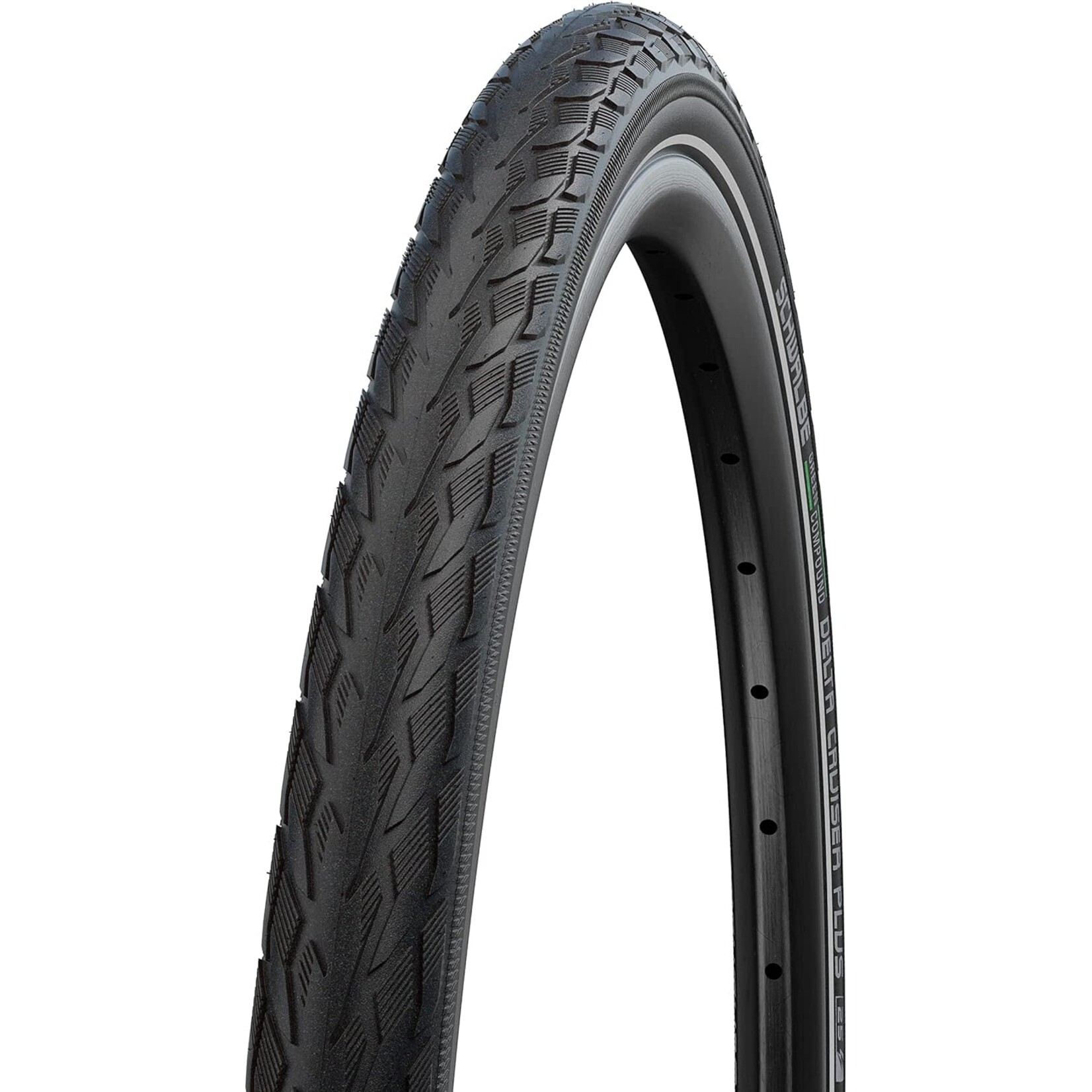 Schwalbe Schwalbe, Delta Cruiser Plus, Hybrid Tire, 700x32C, Wire, Clincher, GreenCompound, PunctureGuard, 50TPI, Black