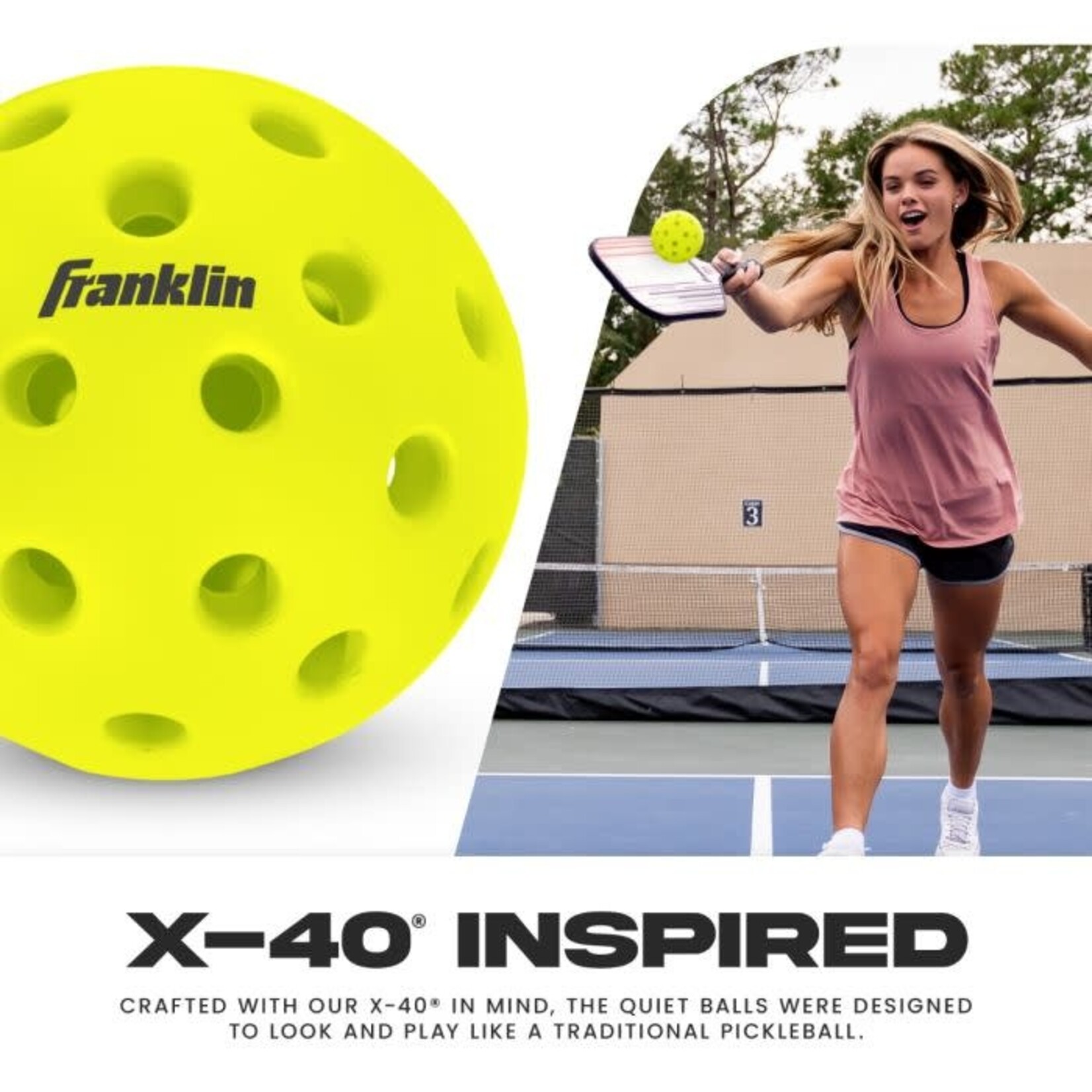 Franklin Silent Serve Quiet Foam Pickleballs - 3 Pack Vellum