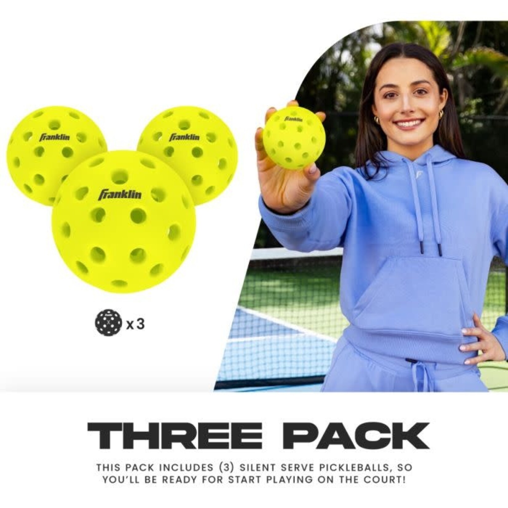 Franklin Silent Serve Quiet Foam Pickleballs - 3 Pack Vellum