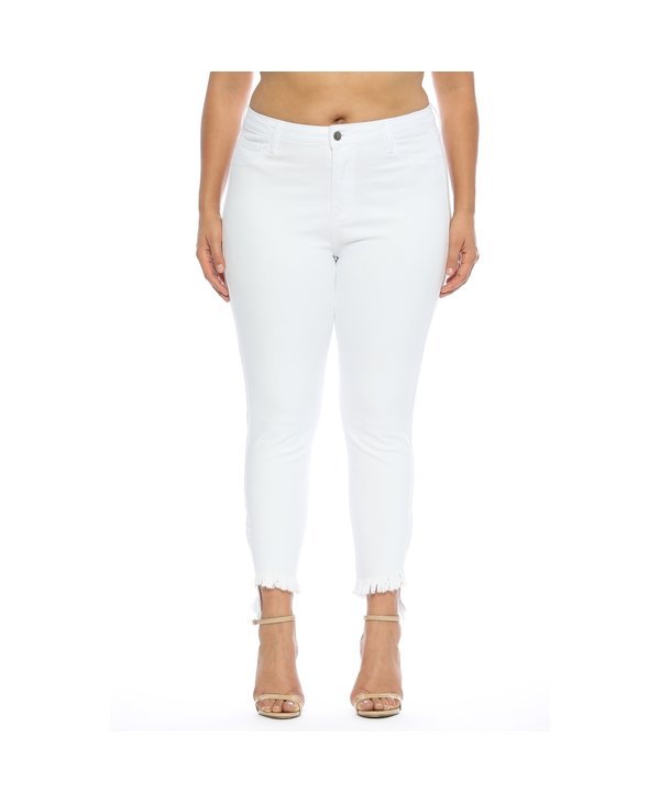 Mid-Rise Cropped White Jeans
