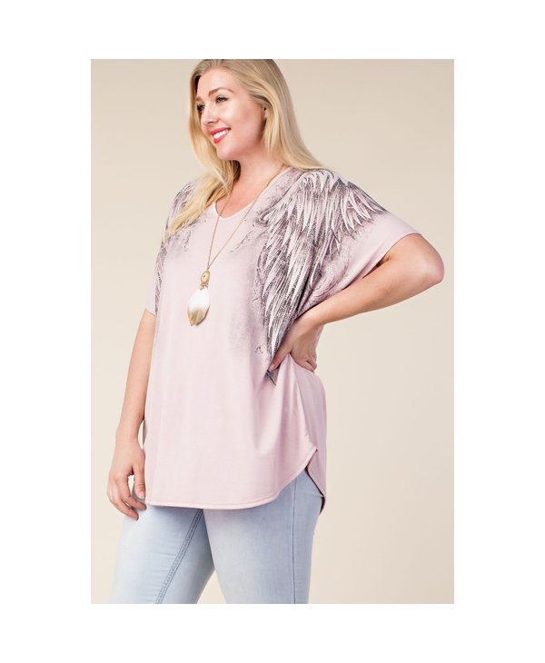 Stone Embellished Wing Print Top