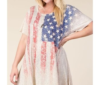 Plus American Flag Top with Stones