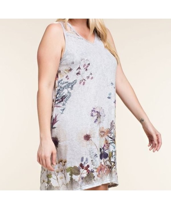 Floral Sublimated Dress with Lace Detail