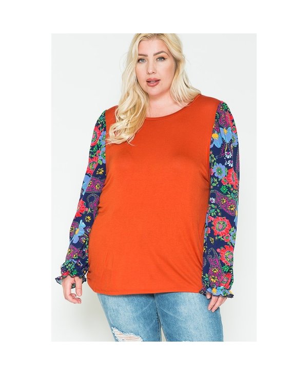Plus Floral Puff Sleeve Top