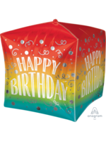 15 Inch Gradient Swirls Birthday Cubez Balloon