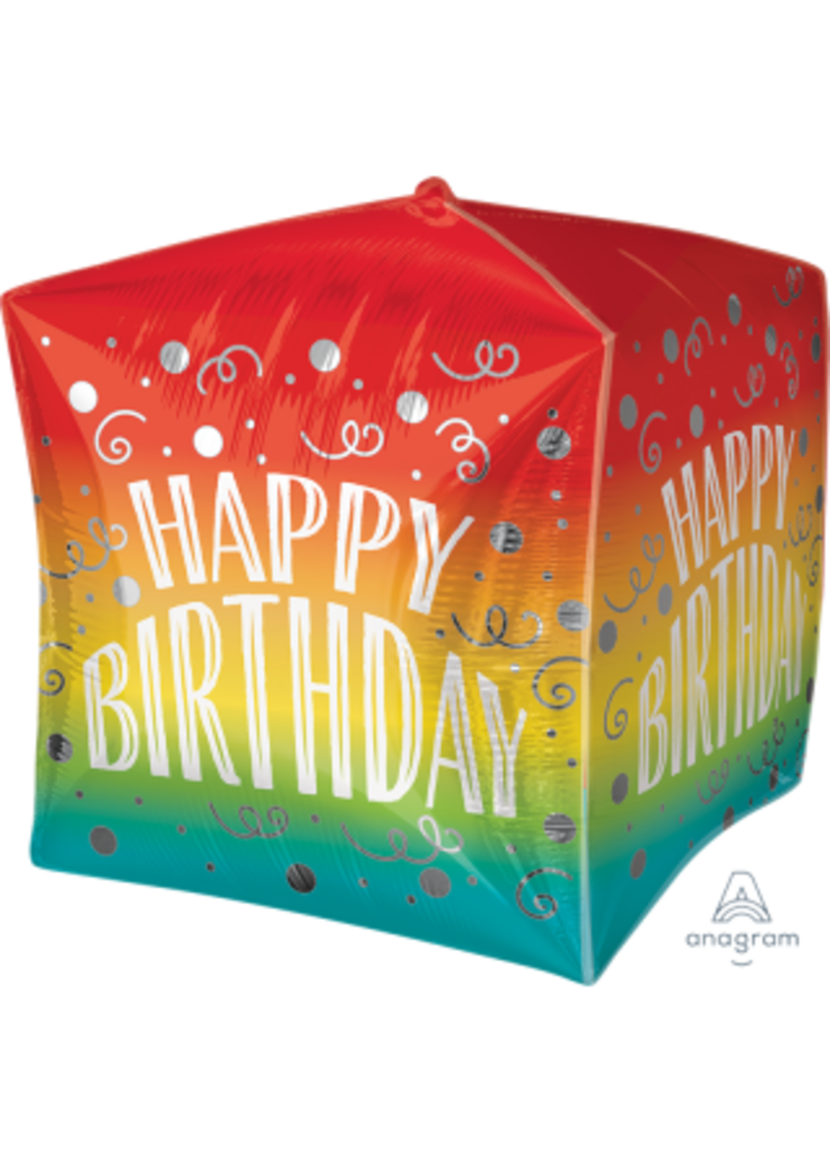 15 Inch Gradient Swirls Birthday Cubez Balloon