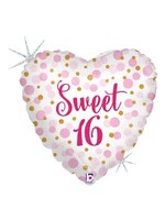 18" Glittering Sweet 16 Pink HOLOGRAPHIC BALLOON