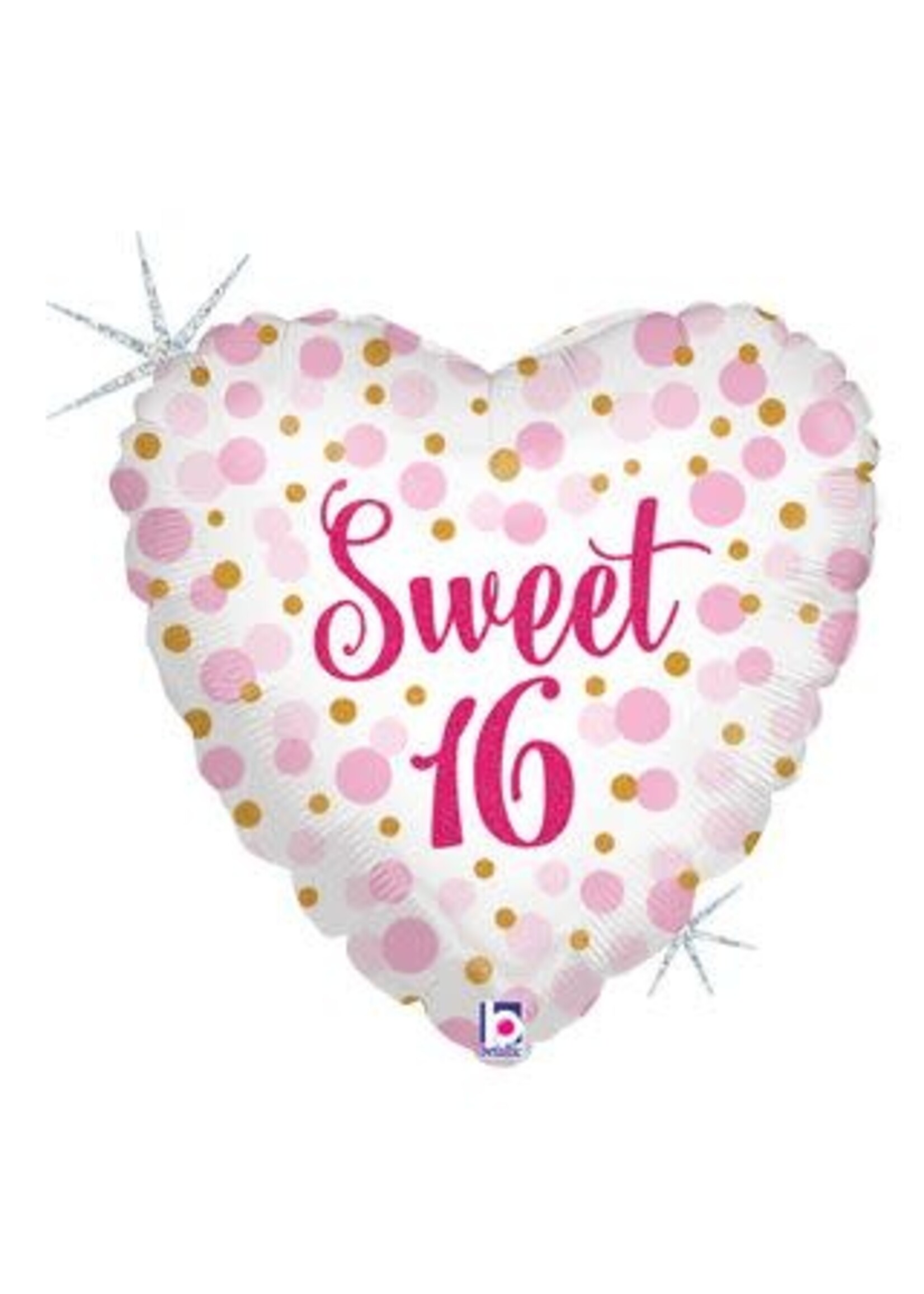 18" Glittering Sweet 16 Pink HOLOGRAPHIC BALLOON