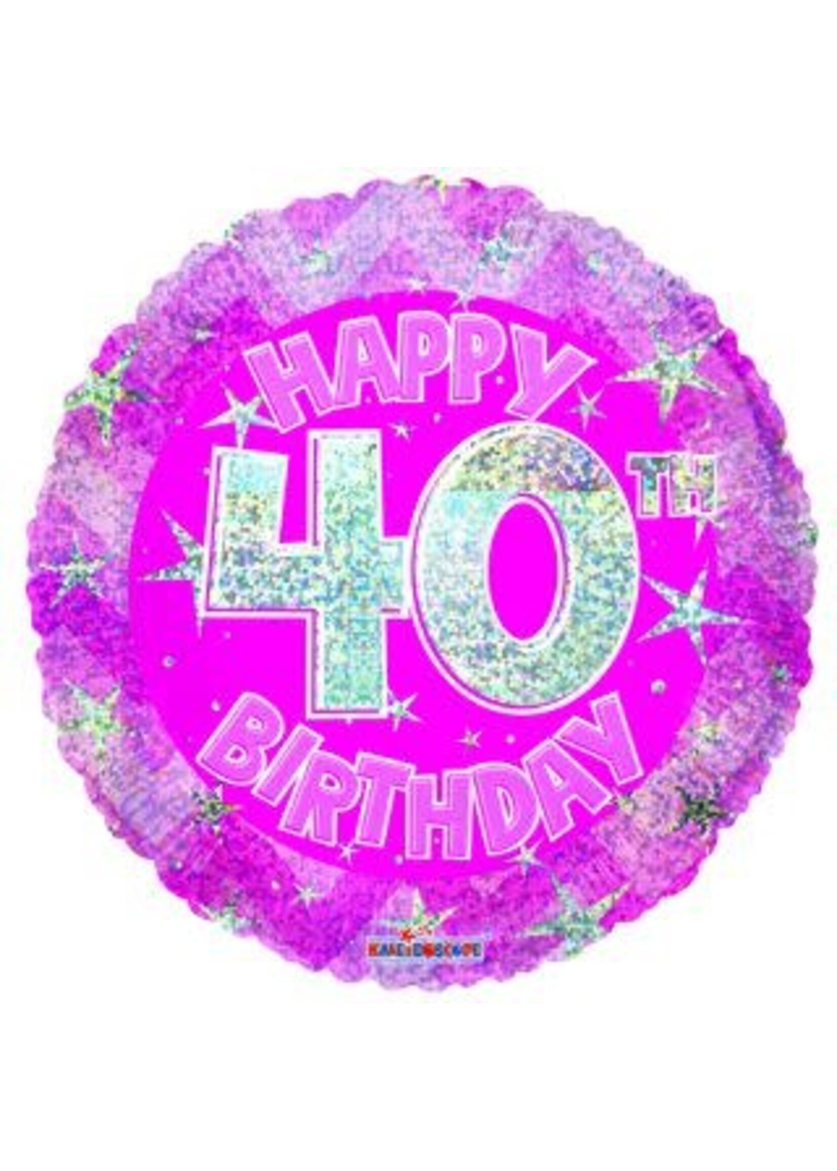 18IN Birthday Sparkles 40 Pink HOLOGRAPHIC BALLOON