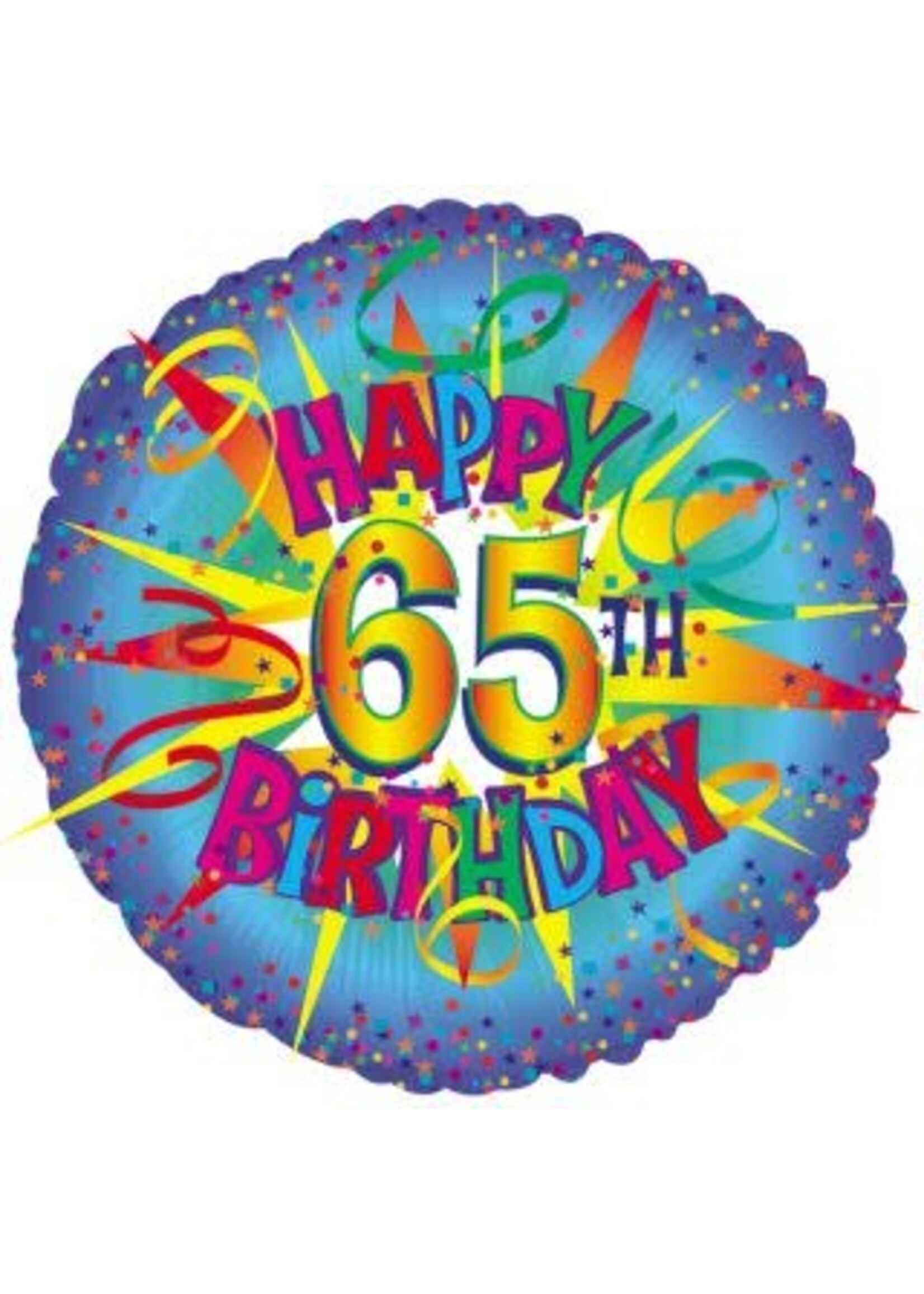 18” 65th Birthday Burst Blue FOIL BALLOON