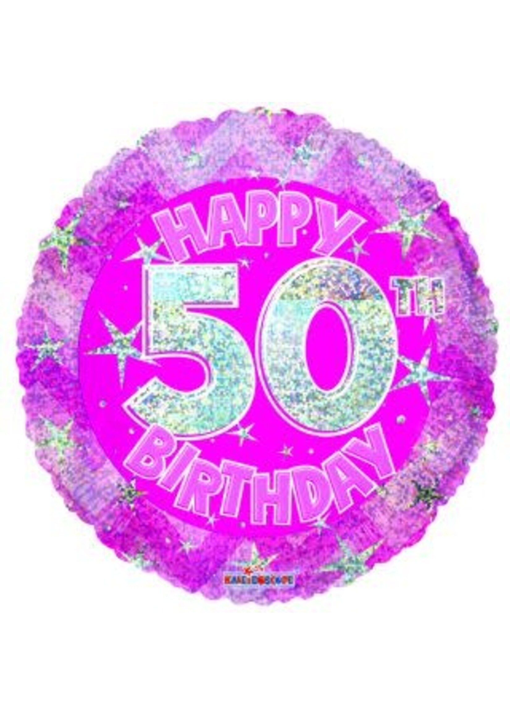 18” Birthday Sparkles 50 Pink HOLOGRAPHIC BALLOONS