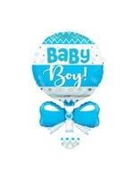 36" Baby Boy Blue Rattle FOIL BALLOON