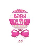 36" Baby Girl Pink Rattle FOIL BALLOON