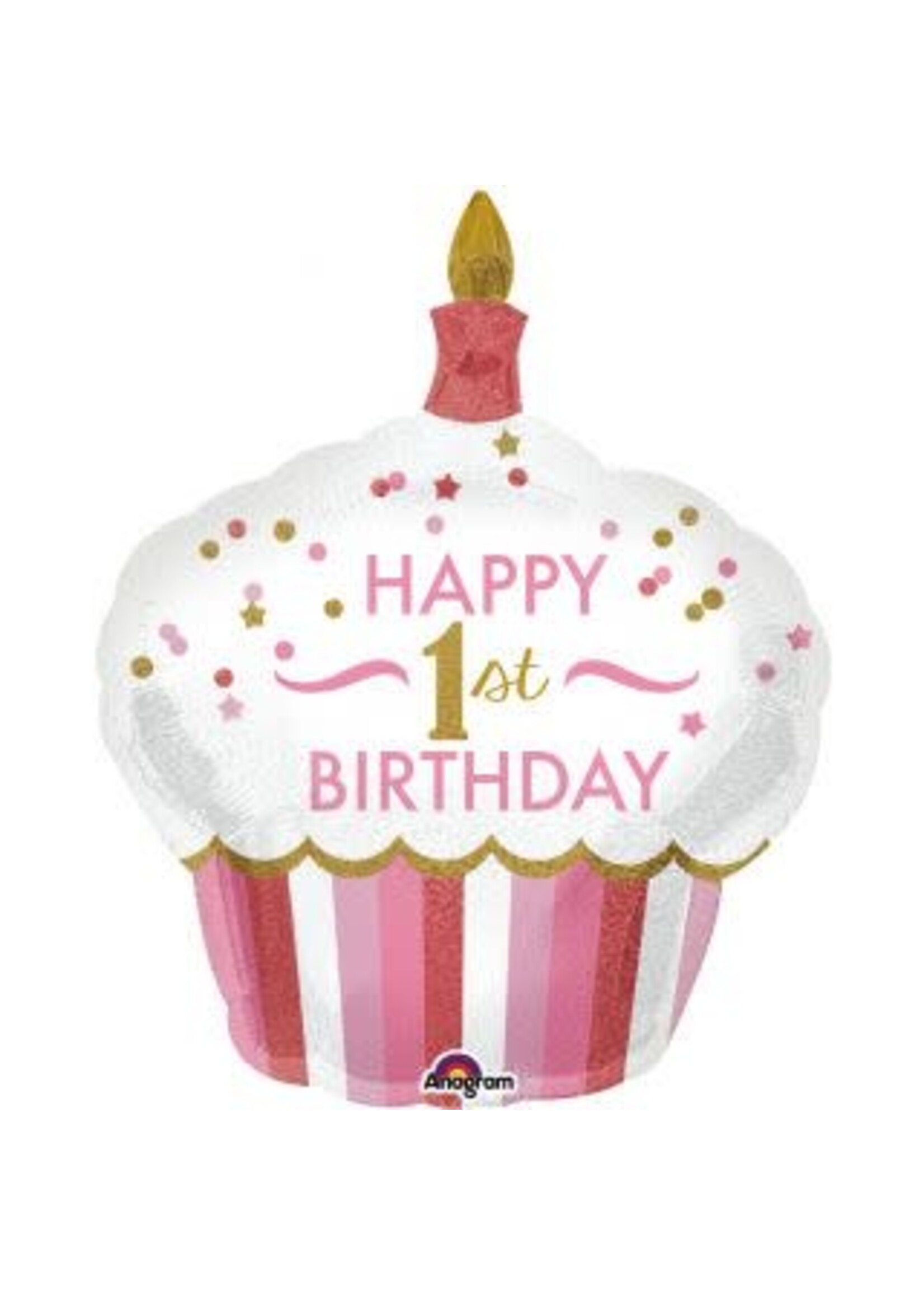 36” 1st Birthday Cupcake Girl FOIL BALLOON