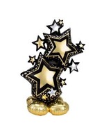A2Z Balloons 59INCH  Airloonz Black & Gold Star Cluster AirLoonz
