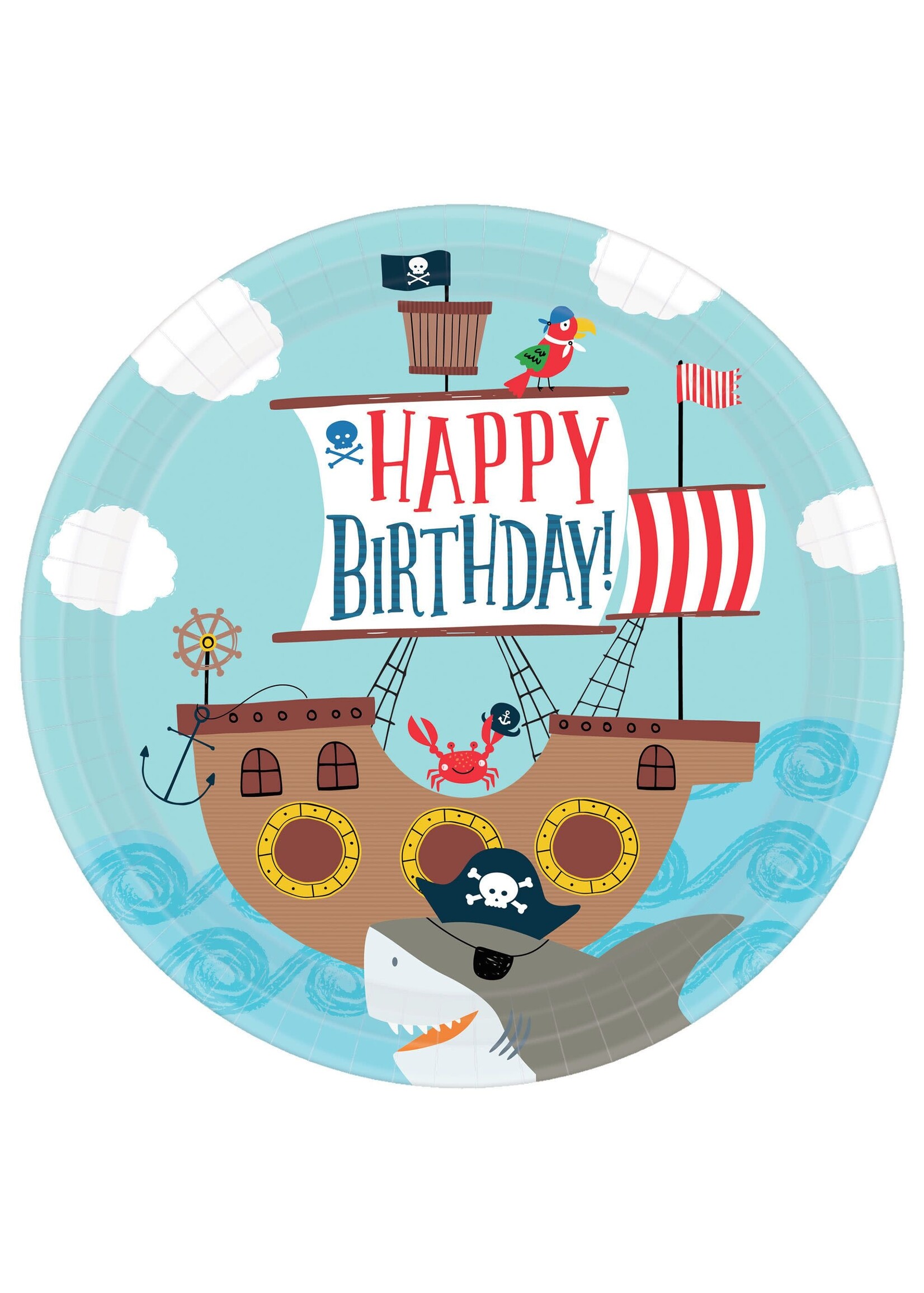 Ahoy Birthday Round Plates, 10 1/2 Inch 18Ct