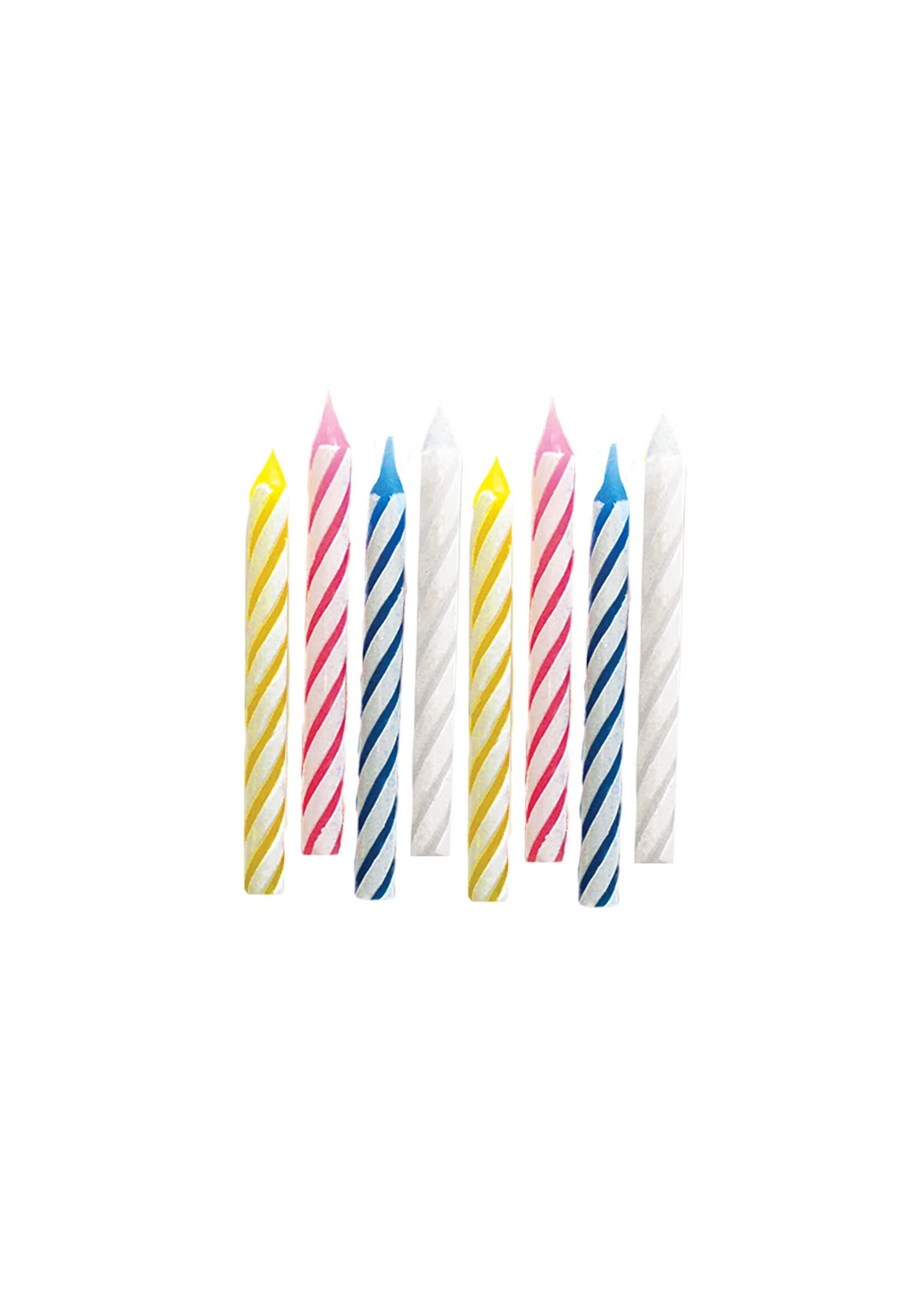 Assorted Candy Stripe Spiral Candles 24pcs