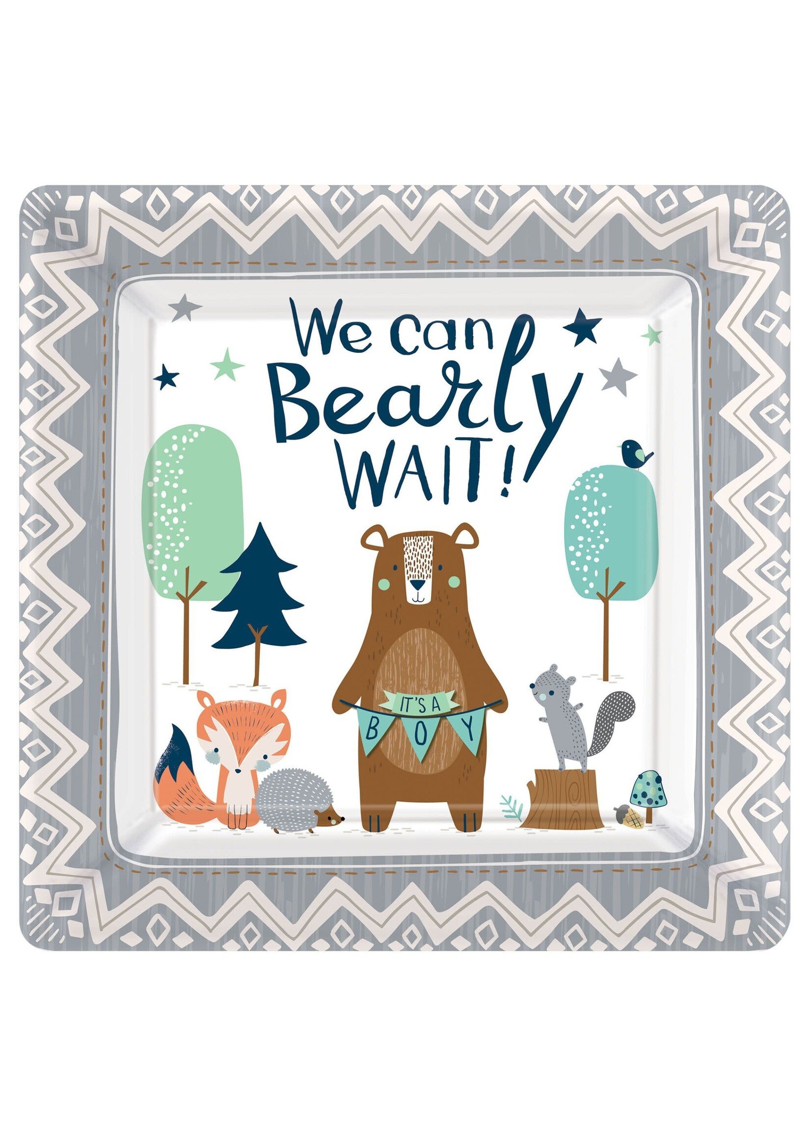 Bear-Ly Wait Square Plates, 10Inch 8Ct