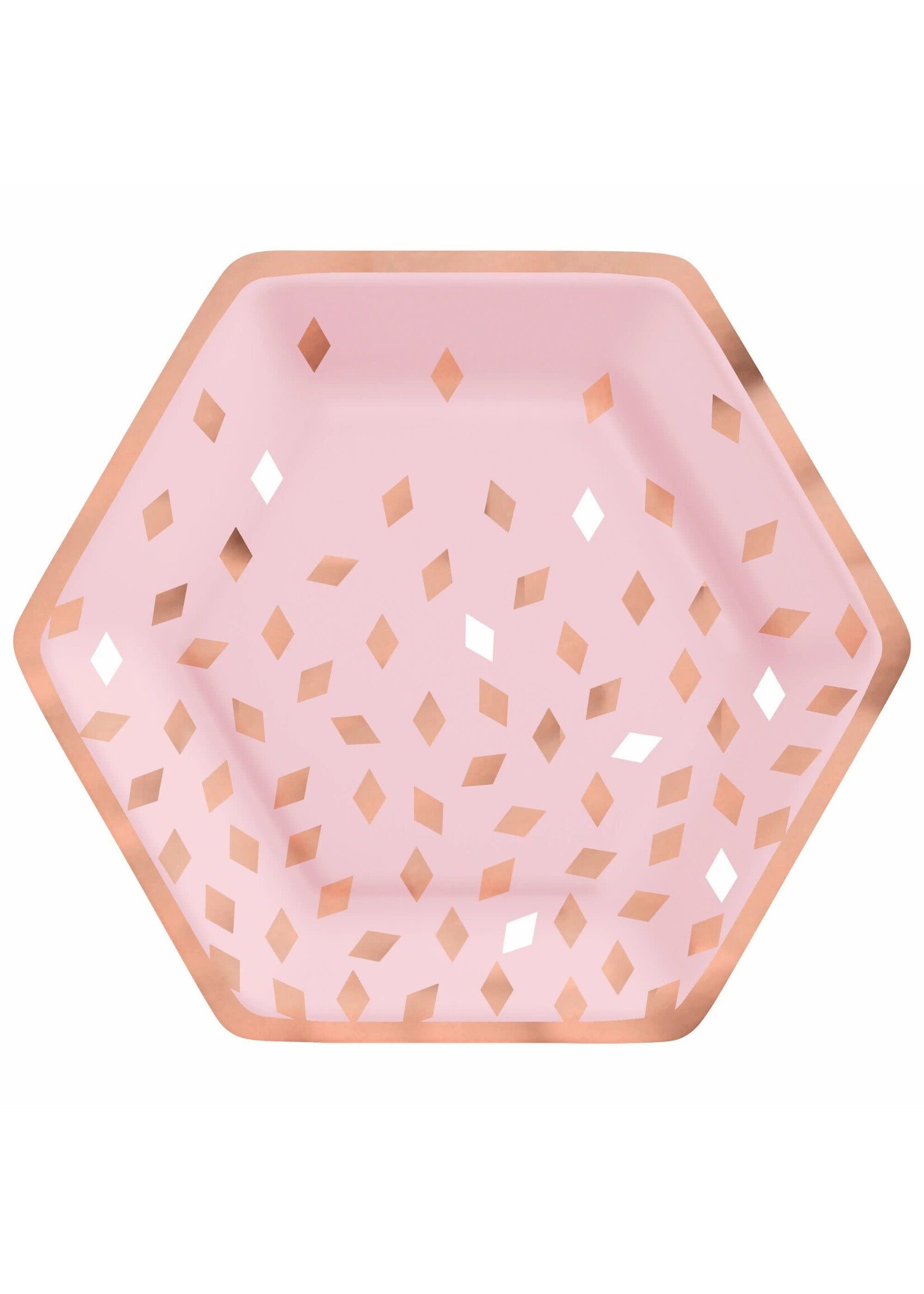 Blush Birthday 9Inch Hexagon Plate Metallic 8Ct