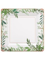 Love And Leaves Square Metallic Plates, 10Inch 8Ct