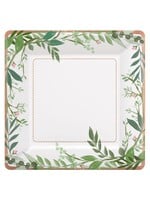 Love And Leaves Square Metallic Plates, 7Inch 8Ct