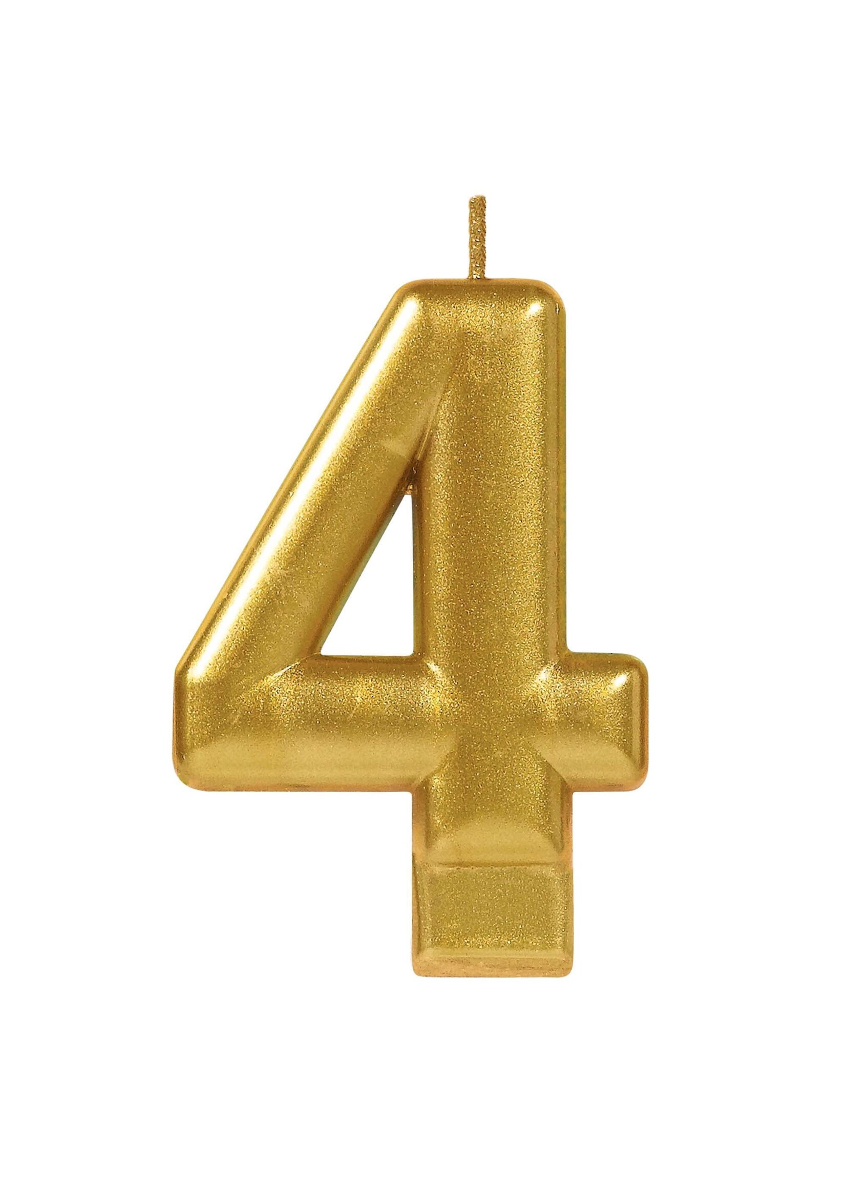 Numeral #4 Metallic Candle - Gold